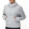 imageTHE GYM PEOPLE Womens Hoodies Half Zip Long Sleeve Fleece Crop Pullover Sweatshirts with Pockets Thumb HoleGrey