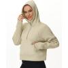 imageTHE GYM PEOPLE Womens Hoodies Half Zip Long Sleeve Fleece Crop Pullover Sweatshirts with Pockets Thumb HoleKhaki