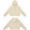 imageTHE GYM PEOPLE Womens Hoodies Half Zip Long Sleeve Fleece Crop Pullover Sweatshirts with Pockets Thumb HoleKhaki