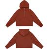 imageTHE GYM PEOPLE Womens Hoodies Half Zip Long Sleeve Fleece Crop Pullover Sweatshirts with Pockets Thumb HoleMaroon