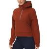 imageTHE GYM PEOPLE Womens Hoodies Half Zip Long Sleeve Fleece Crop Pullover Sweatshirts with Pockets Thumb HoleMaroon