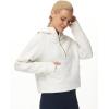 imageTHE GYM PEOPLE Womens Hoodies Half Zip Long Sleeve Fleece Crop Pullover Sweatshirts with Pockets Thumb HoleOffwhite