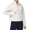 imageTHE GYM PEOPLE Womens Hoodies Half Zip Long Sleeve Fleece Crop Pullover Sweatshirts with Pockets Thumb HoleOffwhite