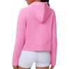 imageTHE GYM PEOPLE Womens Hoodies Half Zip Long Sleeve Fleece Crop Pullover Sweatshirts with Pockets Thumb HolePink