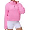 imageTHE GYM PEOPLE Womens Hoodies Half Zip Long Sleeve Fleece Crop Pullover Sweatshirts with Pockets Thumb HolePink