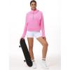 imageTHE GYM PEOPLE Womens Hoodies Half Zip Long Sleeve Fleece Crop Pullover Sweatshirts with Pockets Thumb HolePink
