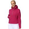 imageTHE GYM PEOPLE Womens Hoodies Half Zip Long Sleeve Fleece Crop Pullover Sweatshirts with Pockets Thumb HolePitaya Red