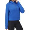 imageTHE GYM PEOPLE Womens Hoodies Half Zip Long Sleeve Fleece Crop Pullover Sweatshirts with Pockets Thumb HoleSea Blue