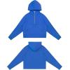 imageTHE GYM PEOPLE Womens Hoodies Half Zip Long Sleeve Fleece Crop Pullover Sweatshirts with Pockets Thumb HoleSea Blue