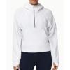 imageTHE GYM PEOPLE Womens Hoodies Half Zip Long Sleeve Fleece Crop Pullover Sweatshirts with Pockets Thumb HoleWhite