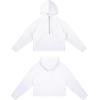 imageTHE GYM PEOPLE Womens Hoodies Half Zip Long Sleeve Fleece Crop Pullover Sweatshirts with Pockets Thumb HoleWhite