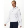 imageTHE GYM PEOPLE Womens Hoodies Half Zip Long Sleeve Fleece Crop Pullover Sweatshirts with Pockets Thumb HoleWhite