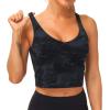 imageTHE GYM PEOPLE Womens Sports Bra Longline Wirefree Padded with Medium SupportBlackgrey Camo