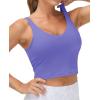 imageTHE GYM PEOPLE Womens Sports Bra Longline Wirefree Padded with Medium SupportBright Purple