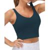 imageTHE GYM PEOPLE Womens Sports Bra Longline Wirefree Padded with Medium SupportDark Blue Green