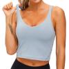 imageTHE GYM PEOPLE Womens Sports Bra Longline Wirefree Padded with Medium SupportDenim Blue