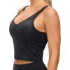 imageTHE GYM PEOPLE Womens Sports Bra Longline Wirefree Padded with Medium SupportFaux Leather Coated