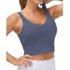 imageTHE GYM PEOPLE Womens Sports Bra Longline Wirefree Padded with Medium SupportInk Blue