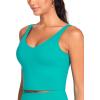 imageTHE GYM PEOPLE Womens Sports Bra Longline Wirefree Padded with Medium SupportLake Green
