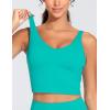 imageTHE GYM PEOPLE Womens Sports Bra Longline Wirefree Padded with Medium SupportLake Green