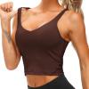 imageTHE GYM PEOPLE Womens Sports Bra Longline Wirefree Padded with Medium SupportRed Brown
