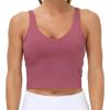 imageTHE GYM PEOPLE Womens Sports Bra Longline Wirefree Padded with Medium SupportRose Red