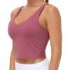 imageTHE GYM PEOPLE Womens Sports Bra Longline Wirefree Padded with Medium SupportRose Red