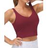 imageTHE GYM PEOPLE Womens Sports Bra Longline Wirefree Padded with Medium SupportWine Red
