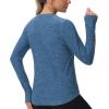 imageWomens Long Sleeve Compression Shirts Workout Tops Cross Hem Athletic Running Yoga TShirts with Thumb HoleBlue Heather