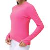 imageWomens Long Sleeve Compression Shirts Workout Tops Cross Hem Athletic Running Yoga TShirts with Thumb HoleBright Pink