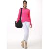 imageWomens Long Sleeve Compression Shirts Workout Tops Cross Hem Athletic Running Yoga TShirts with Thumb HoleBright Pink