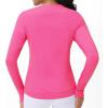 imageWomens Long Sleeve Compression Shirts Workout Tops Cross Hem Athletic Running Yoga TShirts with Thumb HoleBright Pink
