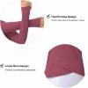 imageWomens Long Sleeve Compression Shirts Workout Tops Cross Hem Athletic Running Yoga TShirts with Thumb HoleRose Red
