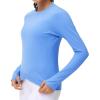 imageWomens Long Sleeve Compression Shirts Workout Tops Cross Hem Athletic Running Yoga TShirts with Thumb HoleSea Blue