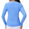 imageWomens Long Sleeve Compression Shirts Workout Tops Cross Hem Athletic Running Yoga TShirts with Thumb HoleSea Blue