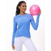 imageWomens Long Sleeve Compression Shirts Workout Tops Cross Hem Athletic Running Yoga TShirts with Thumb HoleSea Blue
