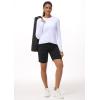 imageWomens Long Sleeve Compression Shirts Workout Tops Cross Hem Athletic Running Yoga TShirts with Thumb HoleWhite
