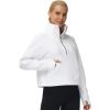 imageTHE GYM PEOPLE Womens Half Zip Pullover Fleece Stand Collar Crop Sweatshirt with Pockets Thumb HoleWhite