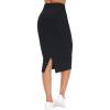 imageTHE GYM PEOPLE Womens High Waist Tummy Control Pencil Skirts Stretchy Bodycon Midi Skirt Below Knee with Back SlitBlack