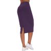 imageTHE GYM PEOPLE Womens High Waist Tummy Control Pencil Skirts Stretchy Bodycon Midi Skirt Below Knee with Back SlitGrape Purple