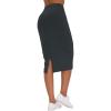 imageTHE GYM PEOPLE Womens High Waist Tummy Control Pencil Skirts Stretchy Bodycon Midi Skirt Below Knee with Back SlitGrey