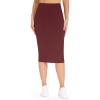 imageTHE GYM PEOPLE Womens High Waist Tummy Control Pencil Skirts Stretchy Bodycon Midi Skirt Below Knee with Back SlitWine Red