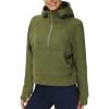 imageTHE GYM PEOPLE Womens Hoodies Half Zip Long Sleeve Fleece Crop Pullover Sweatshirts with Pockets Thumb HoleArmy Green