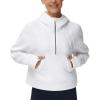 imageTHE GYM PEOPLE Womens Hoodies Half Zip Long Sleeve Fleece Crop Pullover Sweatshirts with Pockets Thumb HoleWhite