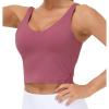 imageTHE GYM PEOPLE Womens Sports Bra Longline Wirefree Padded with Medium SupportRose Red