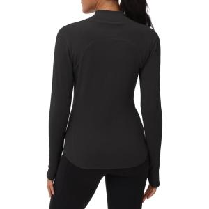 imageTHE GYM PEOPLE Fleece Mock Turtleneck Pullover Base Layer Shirts Long Sleeve Workout Tops with Thumb HoleBlack