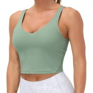 imageTHE GYM PEOPLE Womens Sports Bra Longline Wirefree Padded with Medium SupportJasmine Green