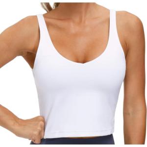 imageTHE GYM PEOPLE Womens Sports Bra Longline Wirefree Padded with Medium SupportWhite