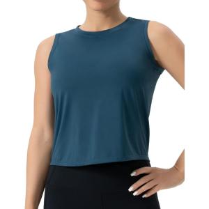 imageTHE GYM PEOPLE Womens Workout Tops in Ice Silk Quick Dry SleevelessDark Blue Green