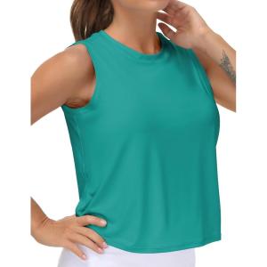 imageTHE GYM PEOPLE Womens Workout Tops in Ice Silk Quick Dry SleevelessLake Green